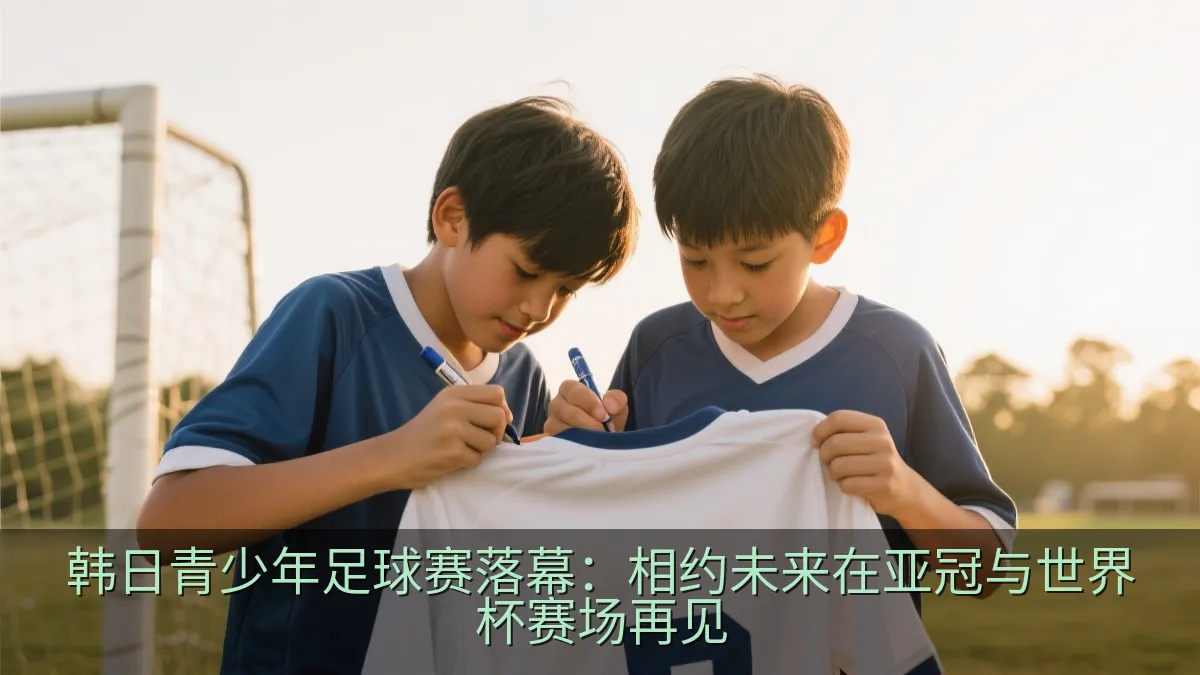 青少年足球球员在球衣上签名并合影留念